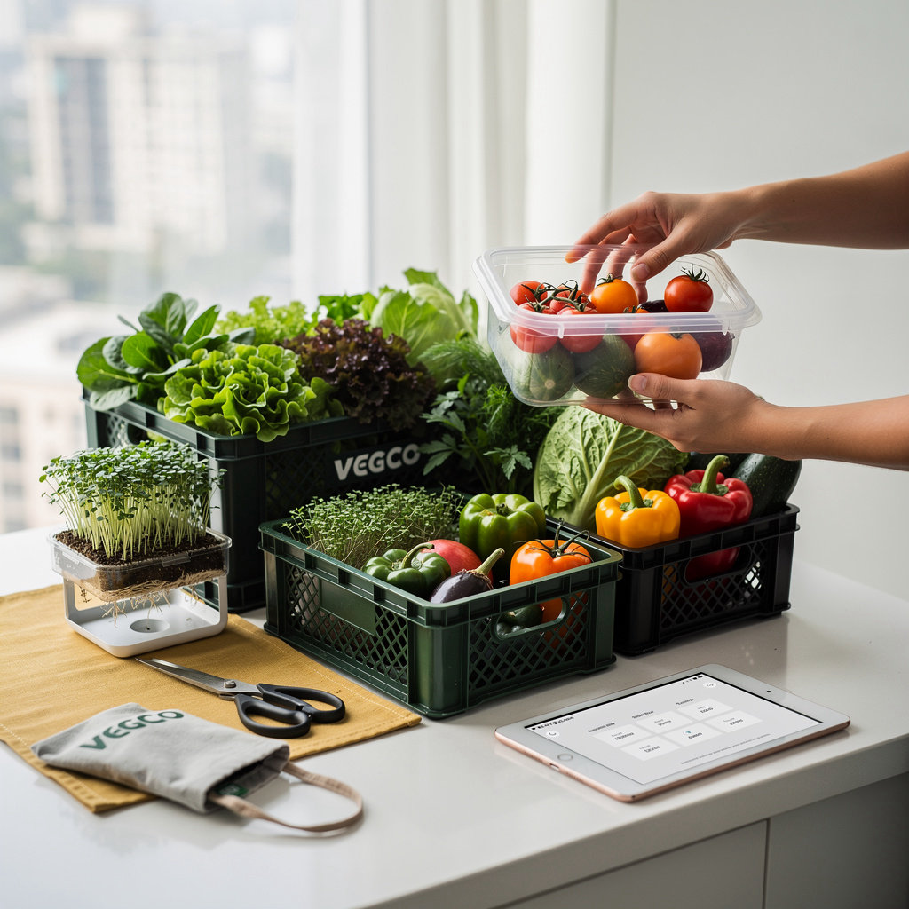VEGCO | Digital Harvest fresh hydroponic leafy greens and herbs in membership delivery box